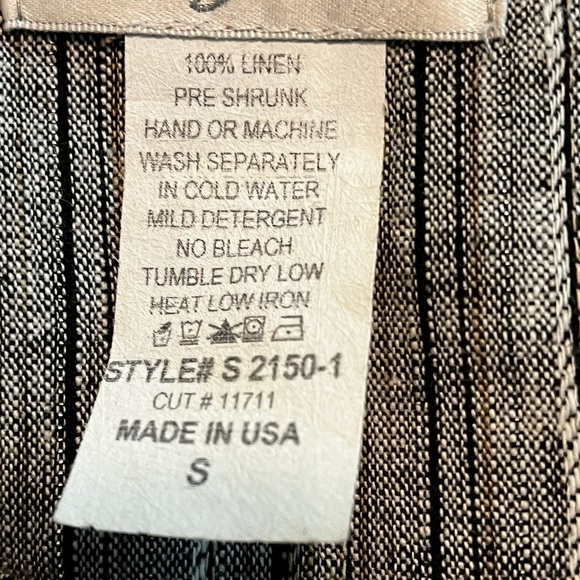 Mosaic USA Linen Tunic Top Lagenlook Flowy Striped Popover MOP Buttons Small - Picture 7 of 9